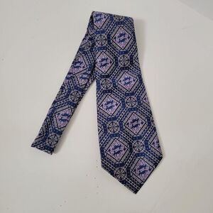 Vintage Thalhimers Necktie Indigo Blue Purple Polyester Kings Lynn